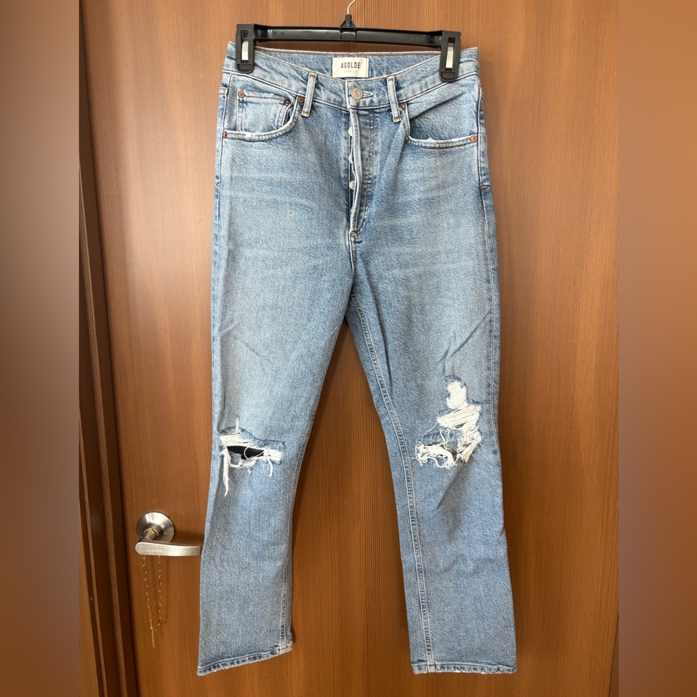 Agolde Riley Distressed Straight Leg Jeans